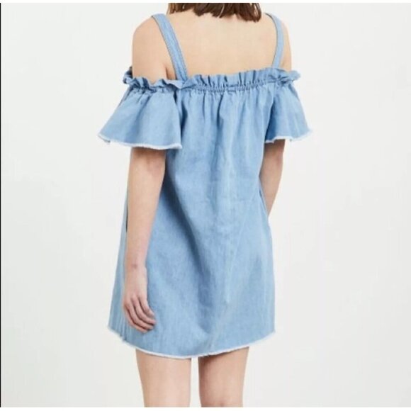 NWT , 7 For All Mankind Denim Off-Shoulder Dress WOMEN'S SIZE Small - Picture 2 of 16